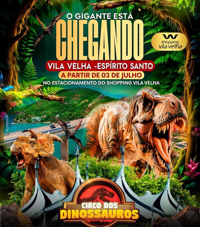 Maior circo temático da América Latina chega a Vila Velha com dinossauros gigantes